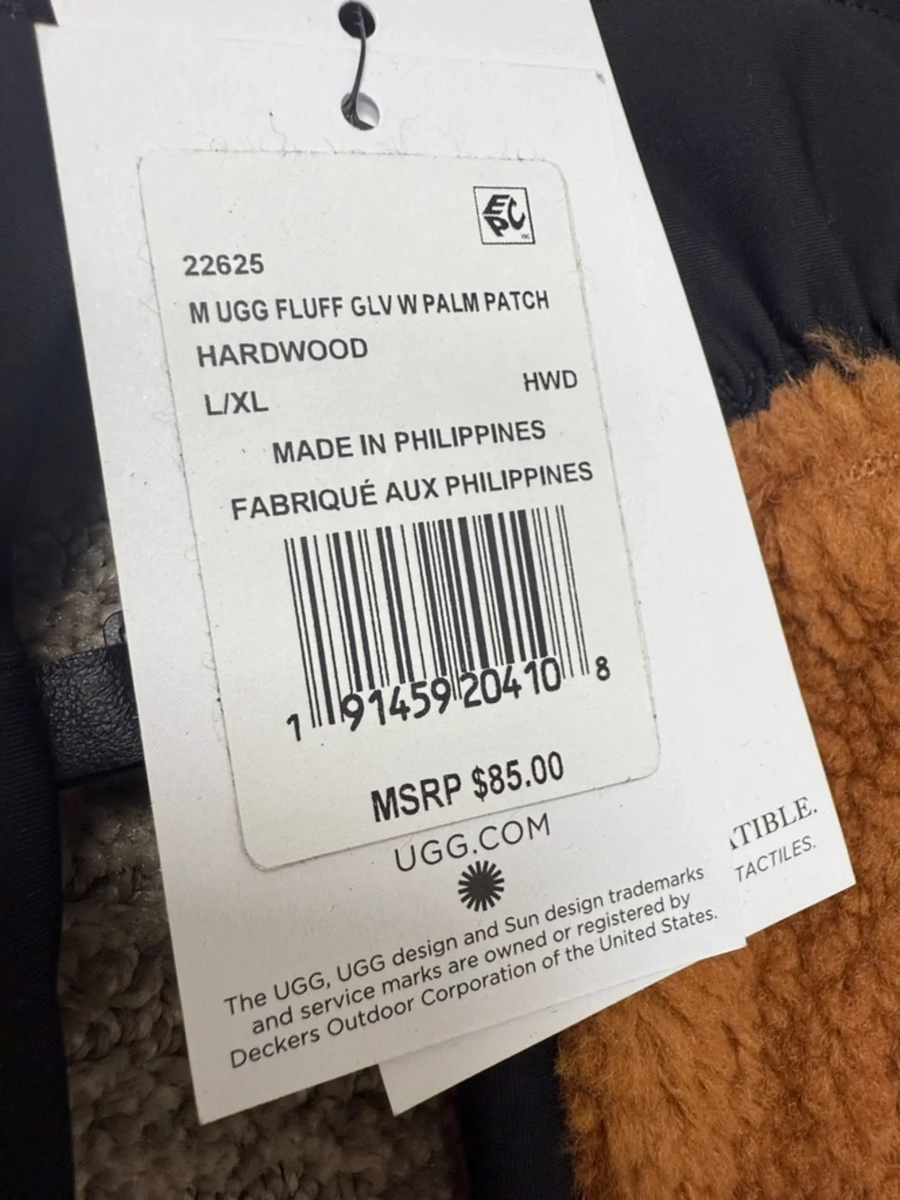 UGG Black and Brown Insulated Sherpa Leather-Trim Gloves